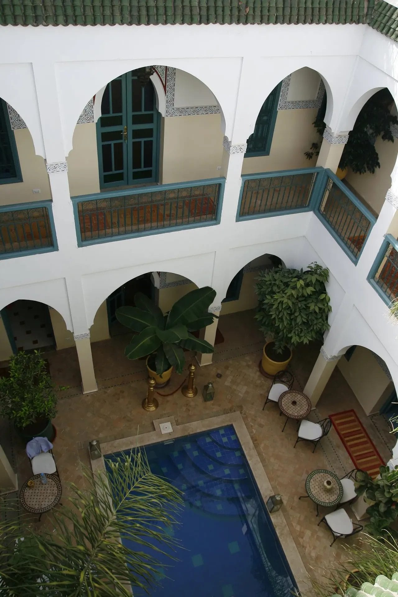 View of a riad from a balcony above